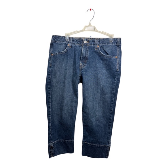 Levi's 515 Capri Pants Womens Size 12 Blue Denim Stretch Straight Western - Picture 1 of 11